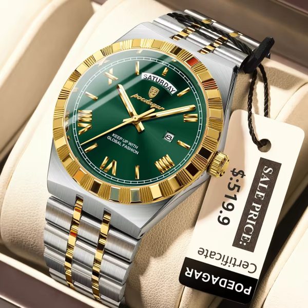 Poedagar 675 Golden Green Man’s Watch