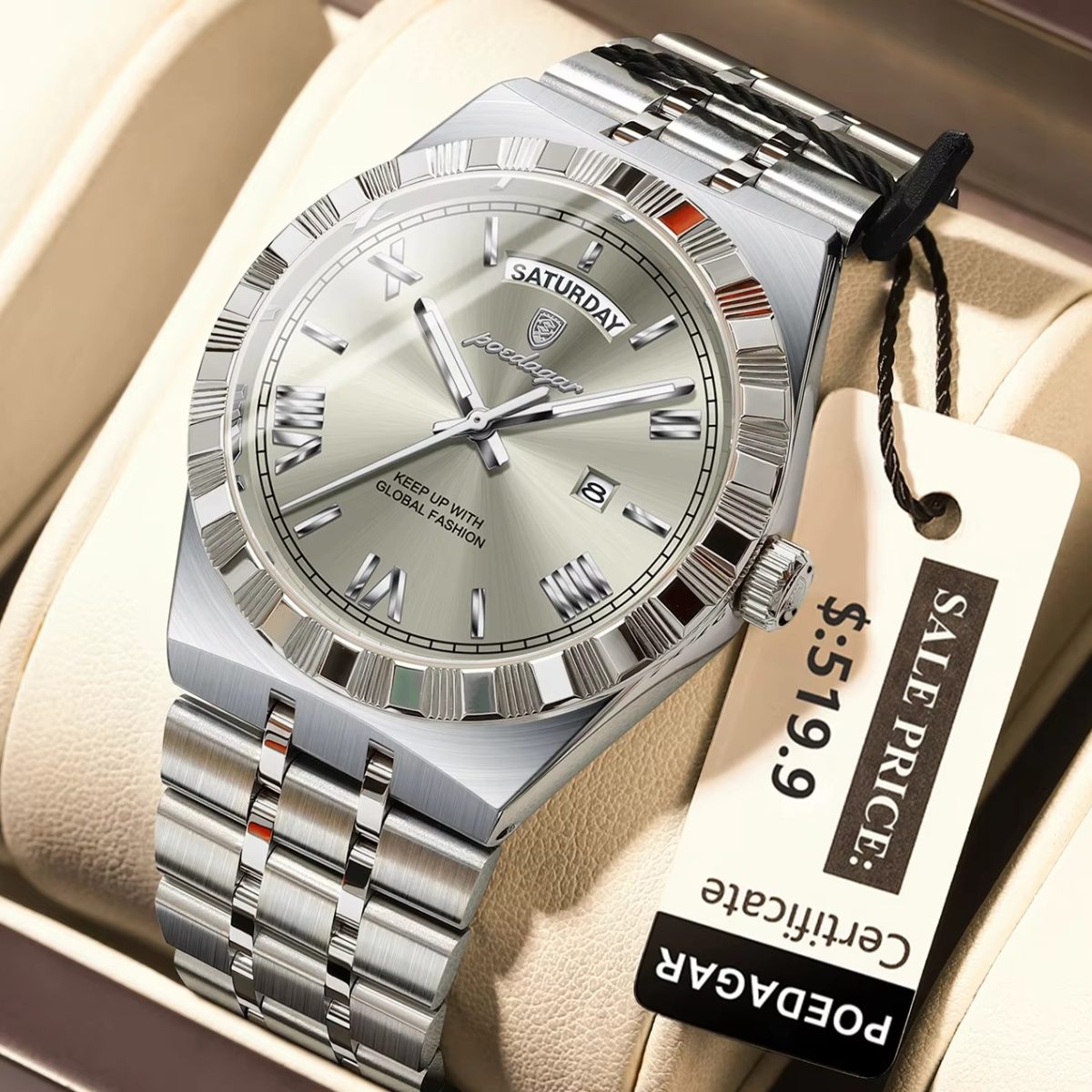 Poedagar 675 Silver Gray Man’s Watch - Image 1