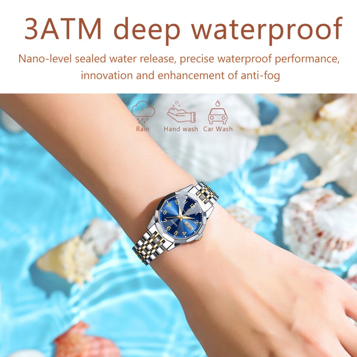 Poedagar 3076 – Gold Blue Watch for Women - Image 3