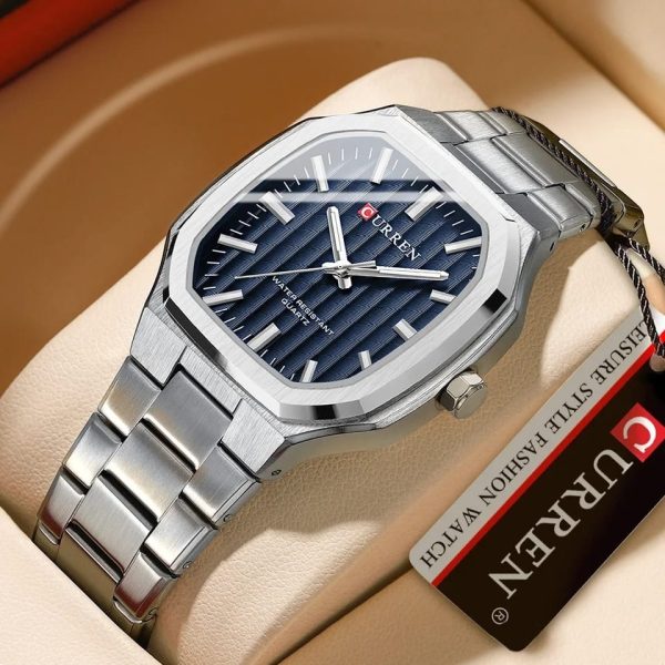 Curren 8458 For Men - Silver Blue