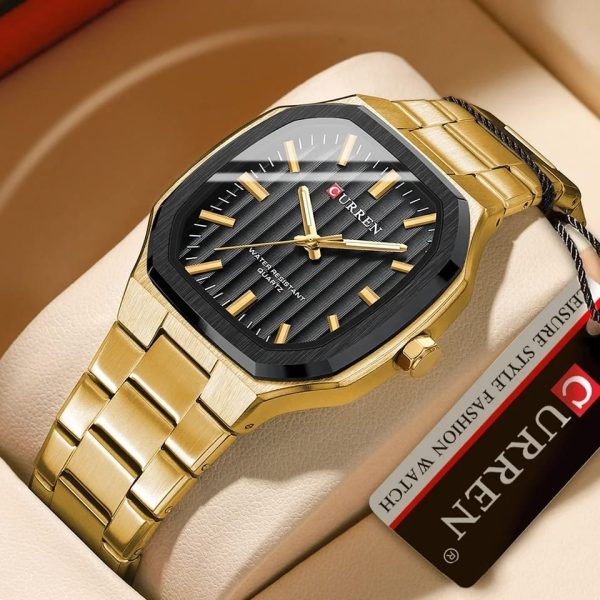 Curren 8458 For Men - Gold Black